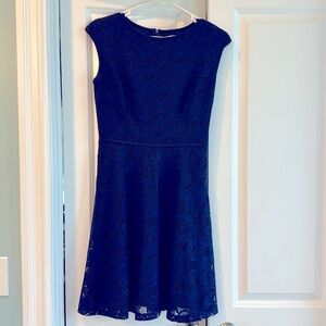 Navy Lace Overlay Cocktail Dress by Wisp Petites
